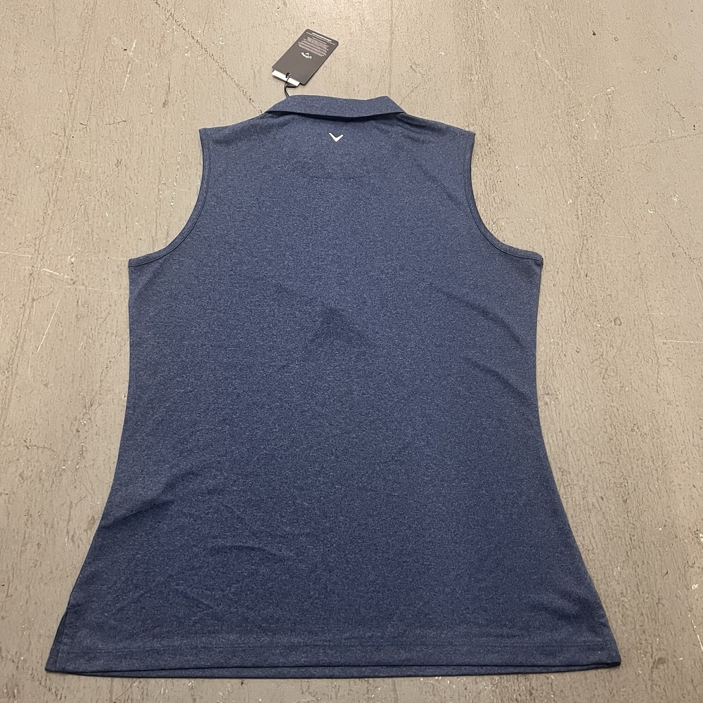 Callaway Women's Medium Navy Opti-Dri 1/4 Zip Golf Sleeveless Polo Shirt - Picture 4 of 6